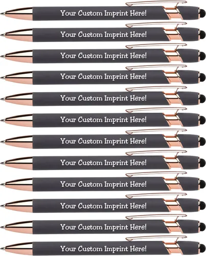 Miniatura 8 de ExpressDesigns™ - Bolígrafos personalizados de alta calidad de oro rosa con lápiz capacitivo Acento rosa Bolígrafos personalizados con nombre