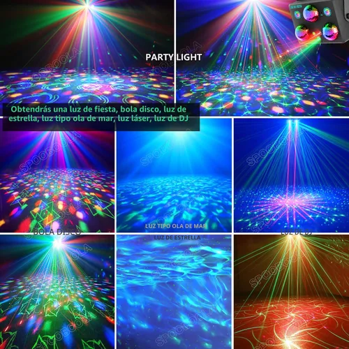 Miniatura 3 de Luces de fiesta, luz estroboscópica DJ de discoteca, proyector de bola de discoteca para escenario, efecto de rave, luz para clubes de baile, sonido