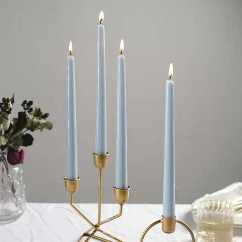 Miniatura 6 de Efavormart - Paquete de 10 velas cónicas de 10 pulgadas, diseño de cera de alta calidad, color azul polvoriento, velas sin perfume Azul empolvado