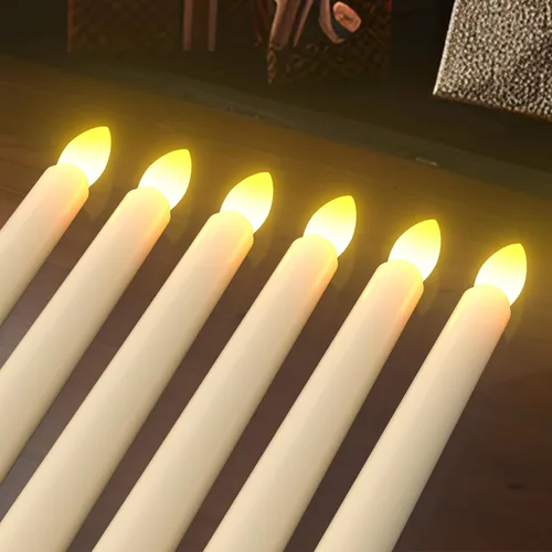 Miniatura 6 de PChero - Velas LED sin llama con temporizador remoto, 7.9 pulgadas, color marfil Funciona con pilas, flotante, parpadeante, boda, Halloween, 6