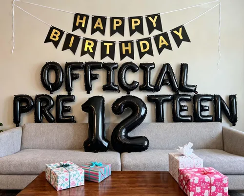 Miniatura 4 de Globos de cumpleaños número 12, globos oficiales para preadolescentes, globos de látex con confeti y cinta para el cumpleaños número 12 de un chico
