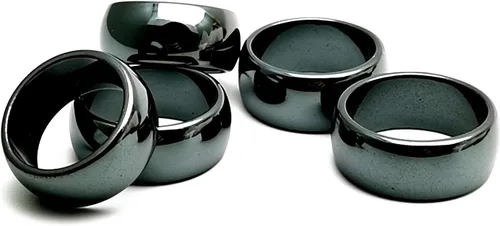 Miniatura 35 de Morchic - Anillos unisex de piedras de hematita, para equilibrar ansiedad, chakra raíz, (paquete de tamaños mixtos)