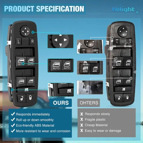 Miniatura 9 de Nilight Power Master - Interruptor de Ventana Compatible con Ford F-150 2004 2005 2006 2007 2008, Expedition 2003-2006, Crown Victoria y Mercury