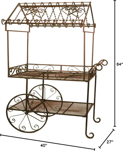 Miniatura 3 de TC104 - Soporte grande para plantas de carrito de flores, pátina natural