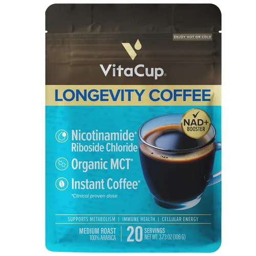 Miniatura 5 de VitaCup Gut Health Instant Coffee, Prebiotic Fiber Blend w/Inulin, Nutriose & Psyllium Husk, Digestive Support, Medium-Dark Roast, 100% Arabica