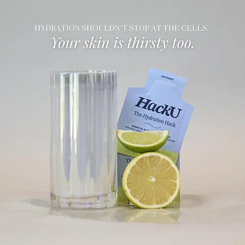 Miniatura 8 de HackU Hydration Hack - Paquetes de hidratación de electrolitos y piel – Mezcla de bebida sin azúcar, sin hinchazón con magnesio, ácido hialurónico