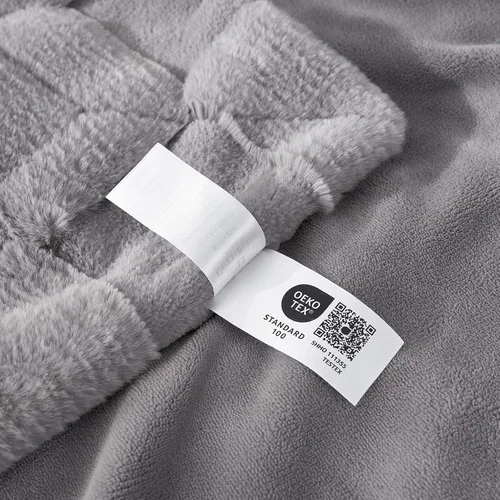Miniatura 4 de Cozy Bliss Manta de Tiro de Piel Sintética de Conejo a Cuadros Gris, Mantas Suaves Difusas Esponjosas Minky Peludas para Sofá, Cama