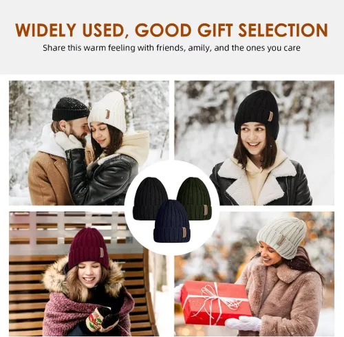 Miniatura 7 de SENPUKI Gorros de punto de invierno para mujer, gorro grueso para la nieve