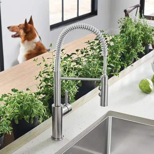 Miniatura 7 de Blanco Catris 1.5 GPM - Grifo de cocina extraíble con un solo orificio