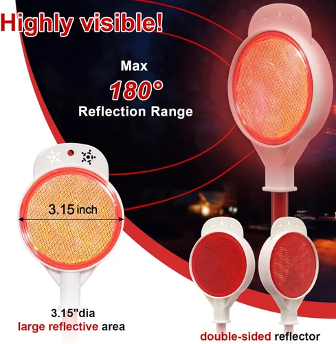 Miniatura 2 de Marcadores reflectantes de entrada – Reflectores de entrada de 50" de alta visibilidad de doble cara con poste rojo y blanco de acero inoxidable