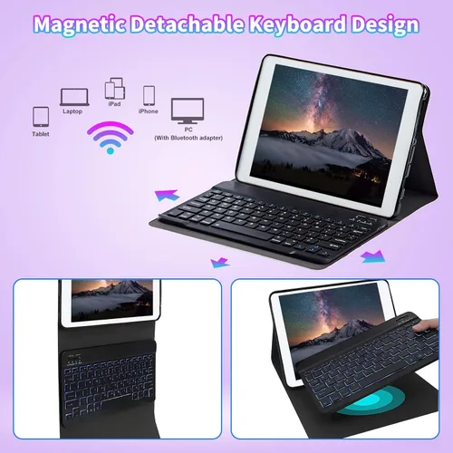 Miniatura 3 de Funda para Samsung Galaxy Tab S6 Lite 2022/2020 con teclado inalámbrico desmontable y soporte ajustable para proteger la tableta para Samsung Galaxy