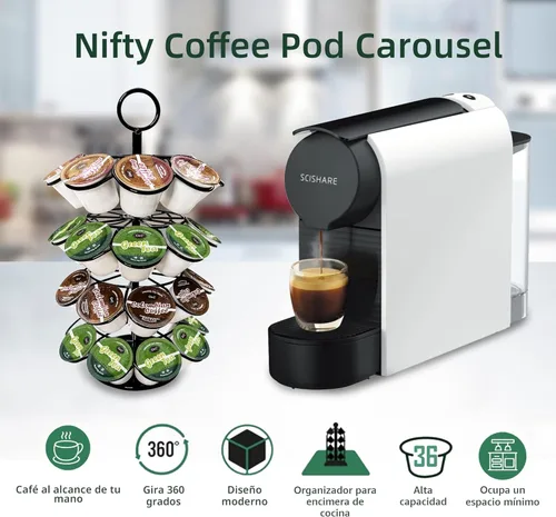 Miniatura 2 de ROWISE - Soporte y organizador para cápsulas K-Cup de carrusel para 36 cápsulas - Gira 360 grados, desmontable, diseño moderno de metal en negro