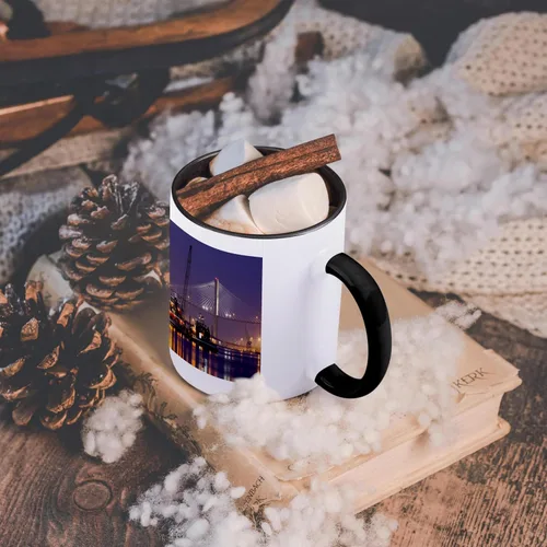 Miniatura 6 de 3dRose Taza de café, tamaño – 15 oz – Georgia, Talmadge Bridge, remolcadores, Savannah River – US11 JWL0430 – Joanne Wells Georgia – divertido