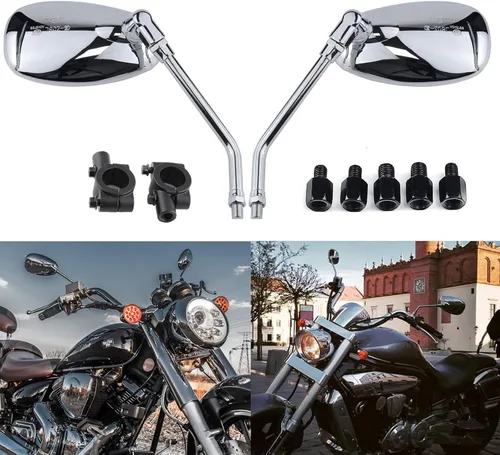Miniatura 11 de Espejos laterales retrovisores para manillar de motocicleta, 0.394 in para Honda Sports Bike Cruiser Chopper Dirt Bike Scooter