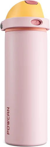 Miniatura 35 de POWCAN - Botella de agua aislada, 24 oz, tapa 2 en 1, boquilla de botón, popote abatible, a prueba de fugas, acero inoxidable, para portavasos