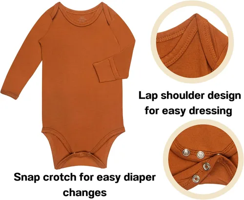 Miniatura 2 de Body de bebé con puños de manopla, pijama de manga larga de rayón de bambú para niños y niñas
