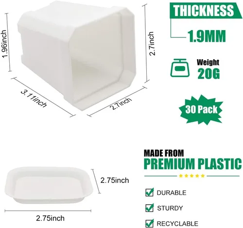 Miniatura 2 de 30 macetas de 3 pulgadas para vivero, macetas cuadradas de plástico grueso para plantas de flores, macetas de plántulas, macetas de inicio de Varios