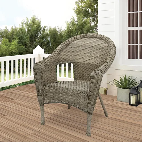 Miniatura 5 de Jeco Silla individual Clark de mimbre de resina gris