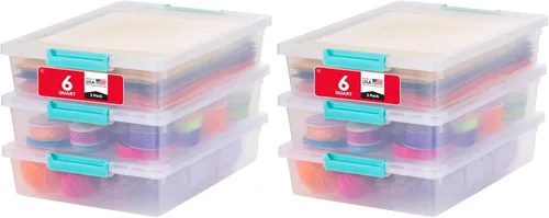 Miniatura 14 de IRIS USA - Contenedores de almacenamiento de plástico de 6 cuartos con tapas, paquete de 4, contenedores sensoriales, almacenamiento