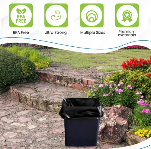 Miniatura 4 de Bolsas de basura resistentes de alta calidad, cordón fuerte, varios tamaños, ideales para césped, patio y uso doméstico, 18 galones, versátiles