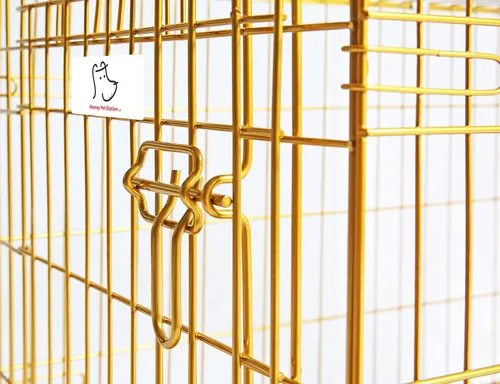 Miniatura 7 de Homey Pet Jaula de Cobre Dorado para Perros de 42 Pulgadas, Jaula de Perro Plegable y Portátil de Alambre de Metal con Rejilla de Suelo Extraíble
