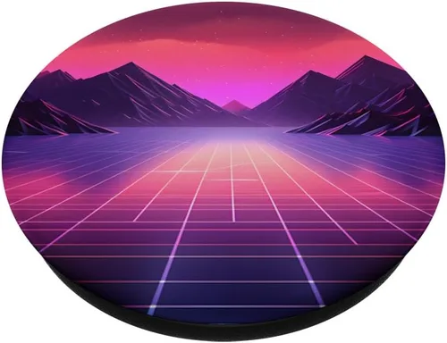 Miniatura 2 de Retrowave Mountains 80s Vaporwave Synthwave PopSockets Standard PopGrip
