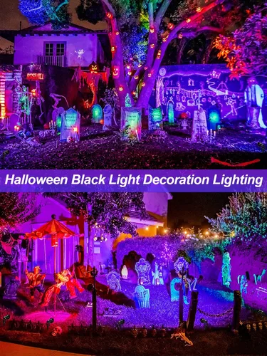 Miniatura 3 de Proyector de Halloween de 15 W, luces LED negras, iluminación de paisaje, impermeable, luz negra al aire libre con enchufe de EE. UU. para fiesta