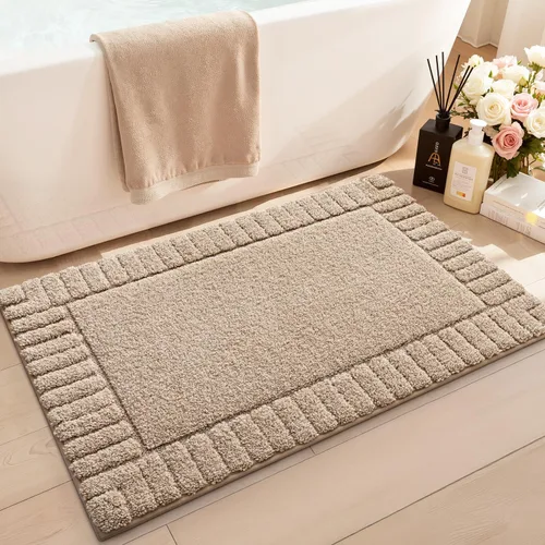 LUMI Alfombras de baño antideslizantes con parte trasera de goma, alfombra de baño de microfibra de felpa extrasuave, absorbente, lavable a máquina,