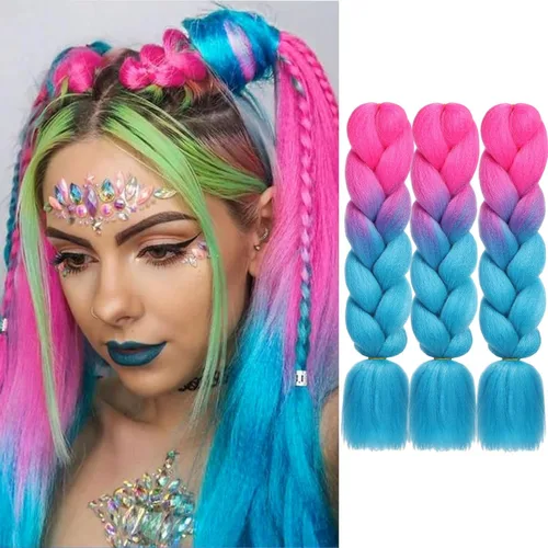 Miniatura 9 de HAIRCUBE Cabello trenzado rojo de 24 pulgadas, 3 paquetes de trenzas de caja preestiradas, extensiones de cabello trenzado trenzado de ganchillo