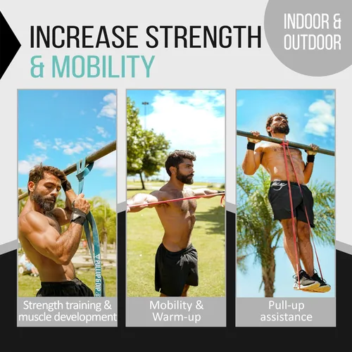 Miniatura 5 de Pullup & DIP Bandas de Fitness, Bandas de Resistencia con Bolsa, Anclaje de Puerta (con Juegos) y Guía de Ejercicios - Individual y en Conjunto