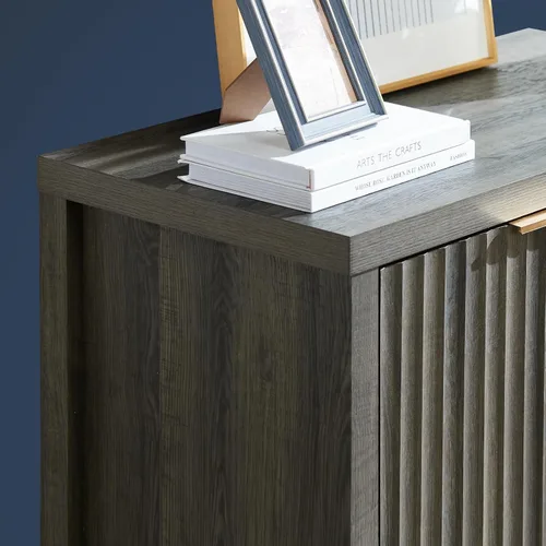Miniatura 7 de Oakham Home Oxford - Armario de almacenamiento, aparador acanalado con estantes ajustables, consola moderna de acento Credenza, juego de 4