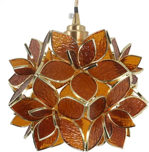Miniatura 12 de Bieye L10749 - Lámpara colgante de techo de vidrio manchado estilo Tiffany con pantalla de 8 pulgadas de ancho (naranja, 8" flor de cerezo)