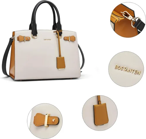 Miniatura 5 de BOSTANTEN Bolso de cuero para mujer, bolso de diseñador con asa superior, bolso cruzado, Bolsas colgantes de cuero para mujer