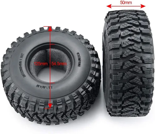 Miniatura 2 de RCLIONS 4pcs 2.2" Crawler neumáticos 4.921 * 1.969 in con inserto de espuma para 1/10 RC Crawler Car Axial SCX10 TRX4 Wraith RBX10 RR10