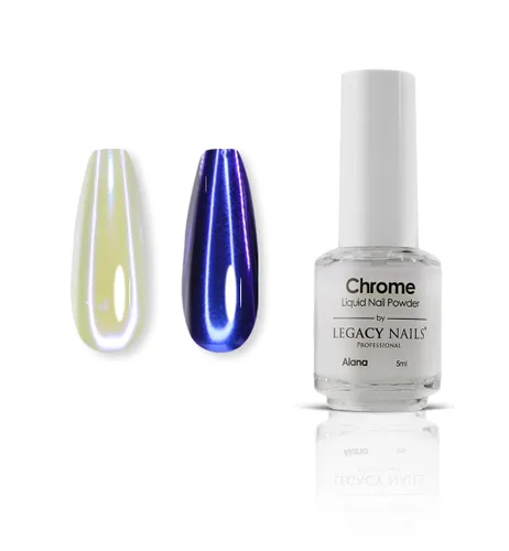 LEGACY NAILS Polvo líquido profesional para uñas CROMADO - ALANA 0.2 fl oz - Revela la magia de los efectos iridiscentes, nacarados y metálicos - Di