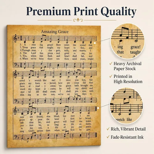 Miniatura 4 de Amazing Grace - Póster artístico para pared, impresión artística sin marco de 11 x 14 pulgadas, gran inspiración, hojas musicales para regalo