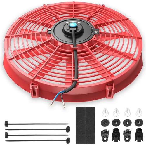 Miniatura 15 de Auto Dynasty Ventilador de radiador eléctrico, conjunto universal de ventilador de refrigeración de radiador de 7 pulgadas con kit de relé de Negro