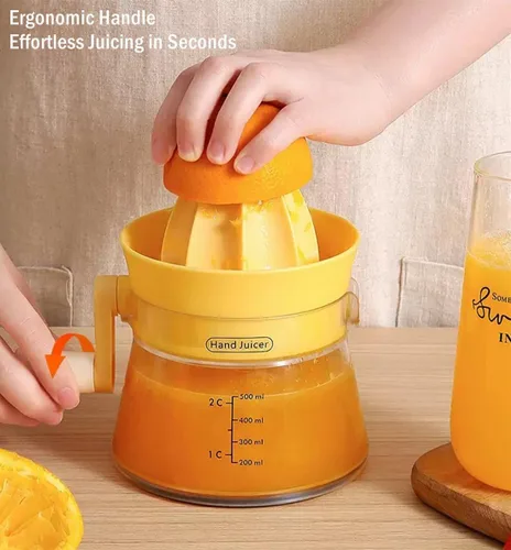 Miniatura 6 de Exprimidor manual de cítricos con manivela giratoria, prensa manual de gran capacidad de 16.9 fl oz para toronja limón, naranja, lima, extracción