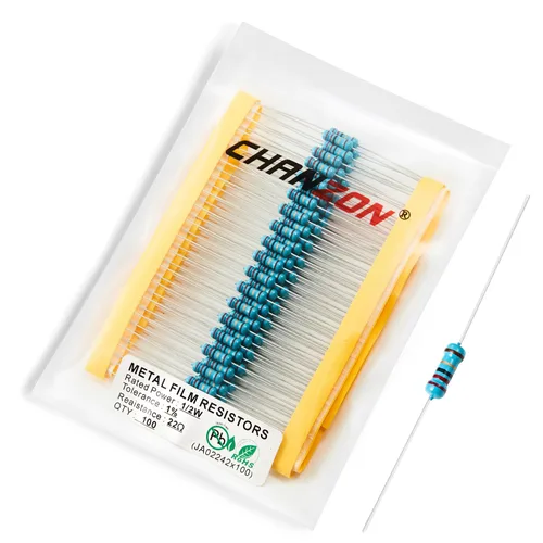 Miniatura 66 de Chanzon - 100 resistencias de película metálica 1/2 W (0.5 W) 10 Ω ohmios ±1% de tolerancia 10R MF, resistencias de agujero pasante con limitación