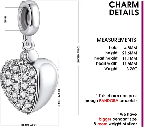 Miniatura 4 de NINGAN Abalorio colgante con texto en inglés I Love You para mujeres niñas esposa mamá hija amigas con circonia cúbica 5A para pulseras de abalorios