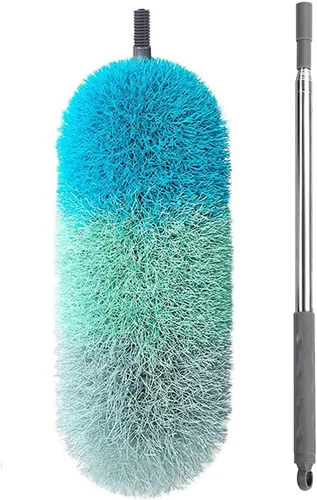 BOOMJOY - Plumero de microfibra con poste de extensión de 100 pulgadas, plumeros para limpieza de techo alto, ventilador, persianas, muebles Verde