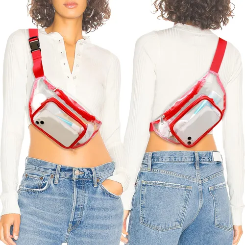 Miniatura 3 de Riñonera Veckle transparente impermeable bonita bolsa de cintura aprobada por el estadio transparente para mujeres y hombres, viajes, playa