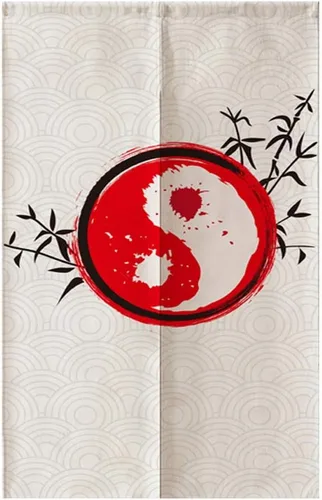 Miniatura 4 de Cortina japonesa Noren para puerta para el hogar o restaurante, 33.5 x 59 pulgadas (grúas y flores)