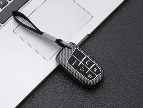 Miniatura 8 de Funda para llavero para Jeep Grand Cherokee Renegade Chrysler 200 300 Dodge RAM Durango Charger Challenger Journey Dart Fiat con 5 botones, estuche