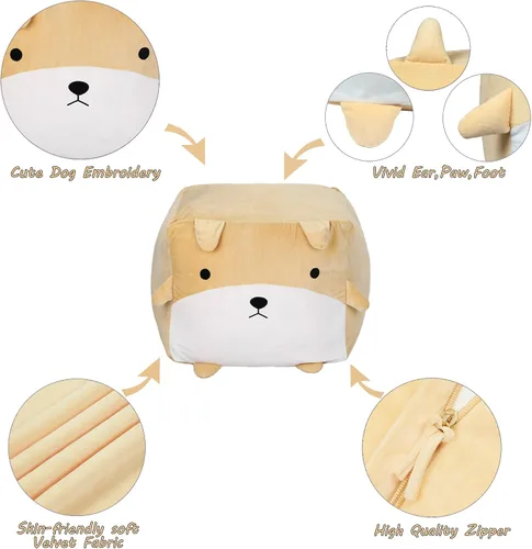 Miniatura 2 de Funda para puf de almacenamiento de animales de peluche para niños, lindo puf para niñas, tamaño grande, organizador de juguetes, solo sin relleno
