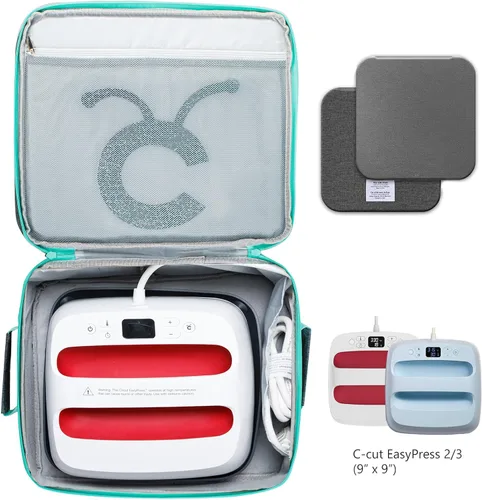 Miniatura 3 de MYBAGZING Funda de transporte de doble capa compatible con Cricut EasyPress 2 (9 x 9), bolsa de prensa térmica resistente, funda de almacenamiento