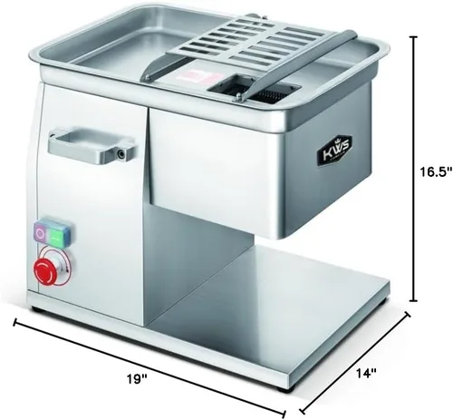 Miniatura 4 de KWS SL-48 1320W 1.8HP Cortador eléctrico de carne fresca de acero inoxidable para restaurante/delicatessen/carnicería (0.118 in)