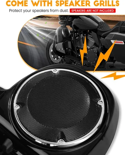 Miniatura 5 de XFMT Motorcycles Carenadura inferior ventilada en negro vívido para piernas con caja de altavoces y rejillas para Harley Touring enfriada por aire