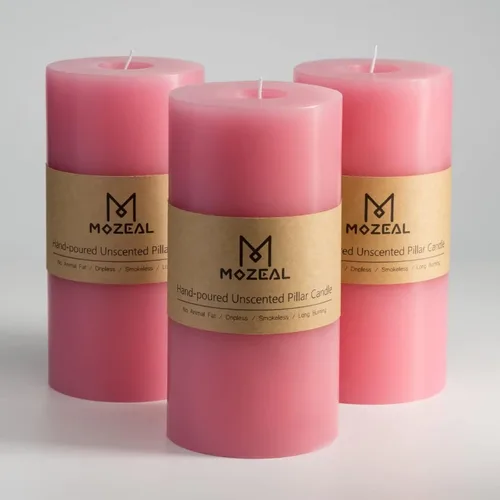 Miniatura 77 de MOZEAL Velas grandes sin perfume vertidas a mano de 3 x 8 pulgadas, sin humo, juego de 2, combustión lenta, sin goteo, aproximadamente 150 horas