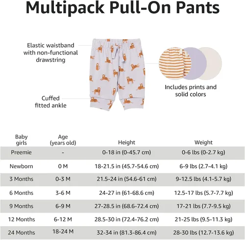Miniatura 4 de Tienda Essentials Pantalones de algodón sin cordones para bebé, paquete de 4
